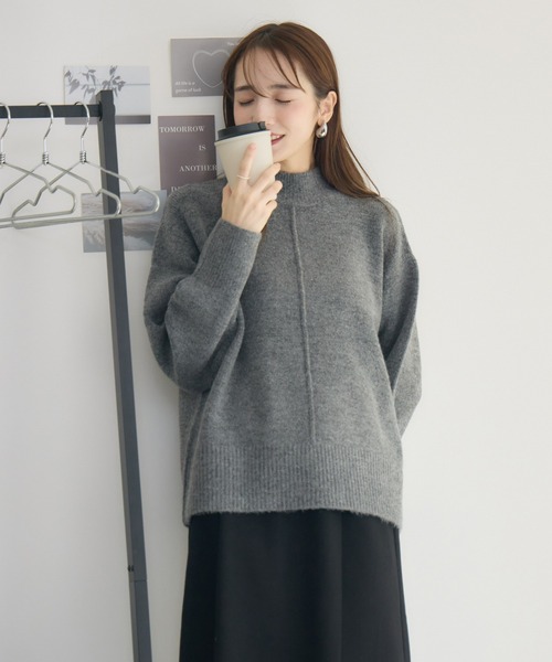 RU.TI.LE(ルチル)の「【RU.TI.LE】センターシームハイネックニット(ニット/セーター・レディース・グリーン/チャコールグレー・MEDIUM)」の7枚目の写真