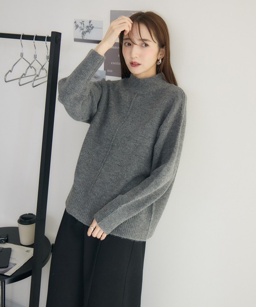 RU.TI.LE(ルチル)の「【RU.TI.LE】センターシームハイネックニット(ニット/セーター・レディース・グリーン/チャコールグレー・MEDIUM)」の8枚目の写真
