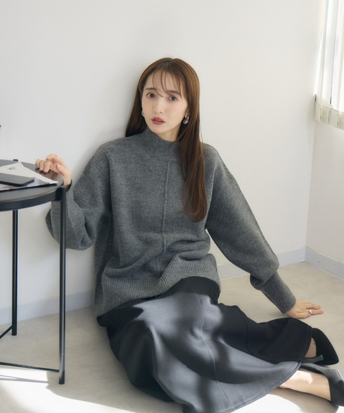 RU.TI.LE(ルチル)の「【RU.TI.LE】センターシームハイネックニット(ニット/セーター・レディース・グリーン/チャコールグレー・MEDIUM)」の9枚目の写真