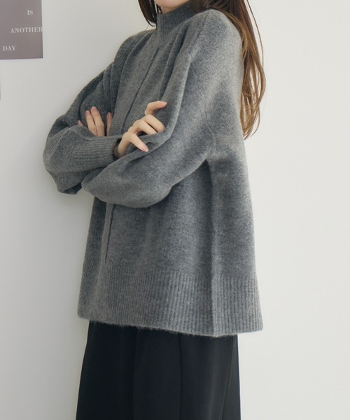 RU.TI.LE(ルチル)の「【RU.TI.LE】センターシームハイネックニット(ニット/セーター・レディース・グリーン/チャコールグレー・MEDIUM)」の10枚目の写真