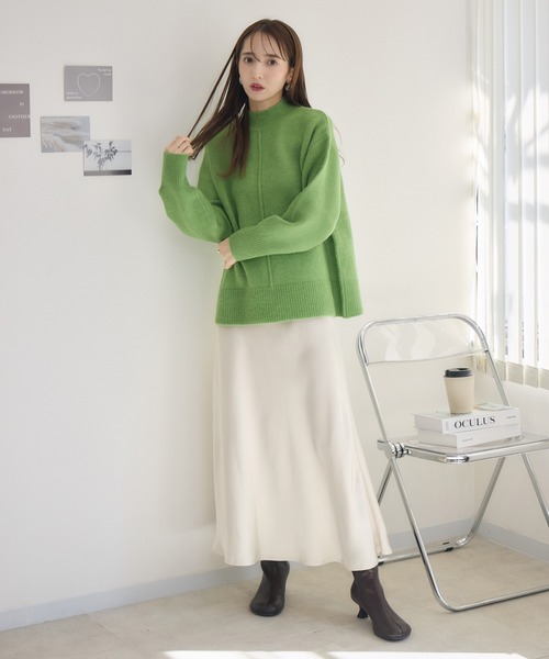 RU.TI.LE(ルチル)の「【RU.TI.LE】センターシームハイネックニット(ニット/セーター・レディース・グリーン/チャコールグレー・MEDIUM)」の17枚目の写真