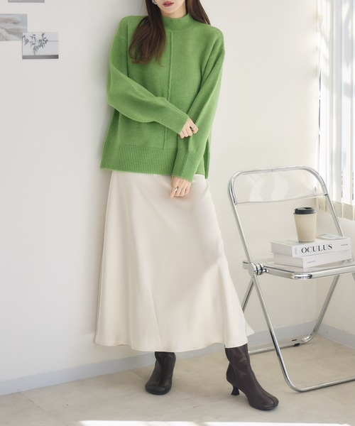 RU.TI.LE(ルチル)の「【RU.TI.LE】センターシームハイネックニット(ニット/セーター・レディース・グリーン/チャコールグレー・MEDIUM)」の18枚目の写真