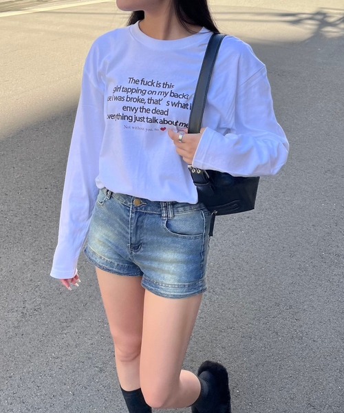 etta（エタ）の「韓国風デザインロンT／長袖Tシャツ（Tシャツ/カットソー・レディース・ホワイト・MEDIUM/LARGE/SMALL）」の5枚目の写真