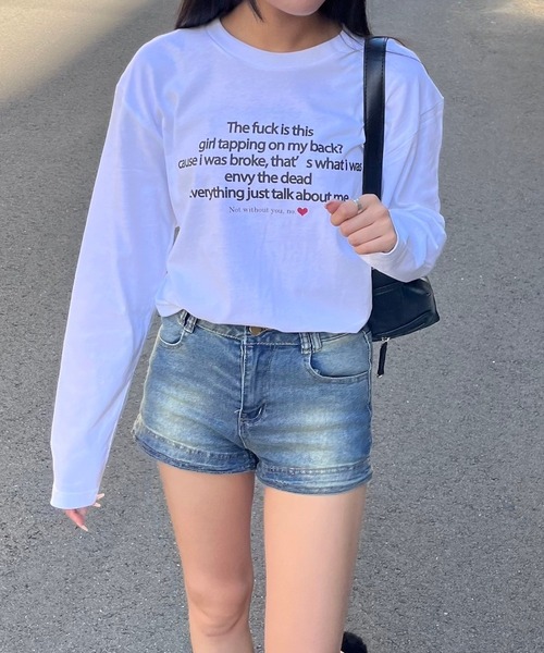 etta（エタ）の「韓国風デザインロンT／長袖Tシャツ（Tシャツ/カットソー・レディース・ホワイト・MEDIUM/LARGE/SMALL）」の6枚目の写真
