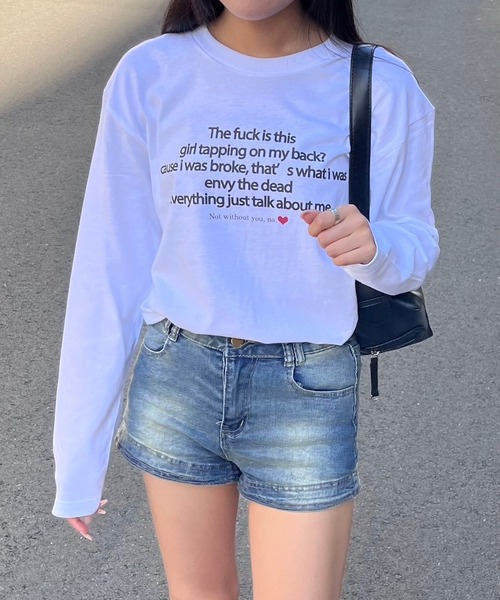 etta（エタ）の「韓国風デザインロンT／長袖Tシャツ（Tシャツ/カットソー・レディース・ホワイト・MEDIUM/LARGE/SMALL）」の8枚目の写真