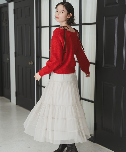 31 Sons de mode(トランテアン ソン ドゥ モード)の「2025秋冬新作 チュールラメティアードスカート(スカート・レディース・グレー/ベージュ/ブラック・フリ-)」の2枚目の写真