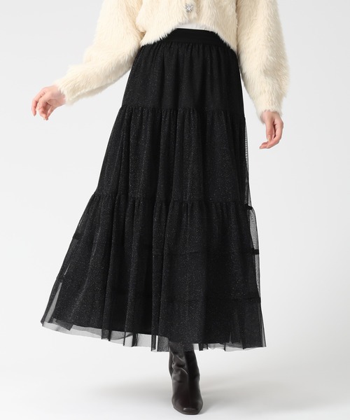 31 Sons de mode(トランテアン ソン ドゥ モード)の「2025秋冬新作 チュールラメティアードスカート(スカート・レディース・グレー/ベージュ/ブラック・フリ-)」の4枚目の写真