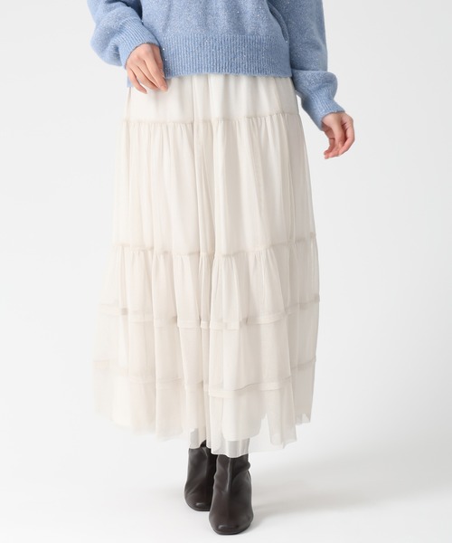 31 Sons de mode(トランテアン ソン ドゥ モード)の「2025秋冬新作 チュールラメティアードスカート(スカート・レディース・グレー/ベージュ/ブラック・フリ-)」の5枚目の写真