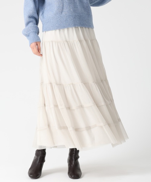 31 Sons de mode(トランテアン ソン ドゥ モード)の「2025秋冬新作 チュールラメティアードスカート(スカート・レディース・グレー/ベージュ/ブラック・フリ-)」の6枚目の写真