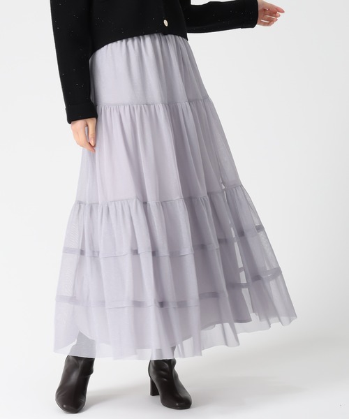 31 Sons de mode(トランテアン ソン ドゥ モード)の「2025秋冬新作 チュールラメティアードスカート(スカート・レディース・グレー/ベージュ/ブラック・フリ-)」の7枚目の写真