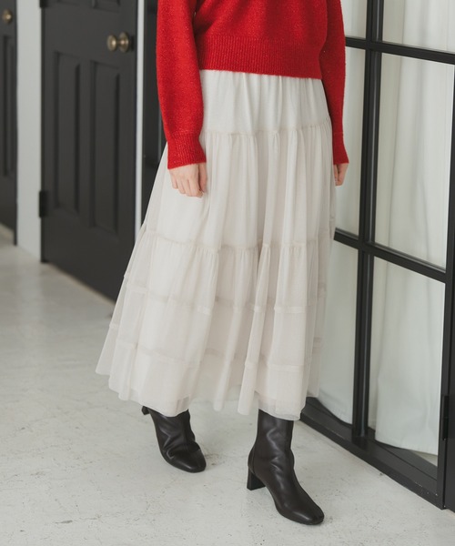 31 Sons de mode(トランテアン ソン ドゥ モード)の「2025秋冬新作 チュールラメティアードスカート(スカート・レディース・グレー/ベージュ/ブラック・フリ-)」の18枚目の写真