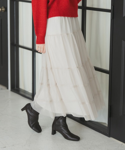 31 Sons de mode(トランテアン ソン ドゥ モード)の「2025秋冬新作 チュールラメティアードスカート(スカート・レディース・グレー/ベージュ/ブラック・フリ-)」の20枚目の写真