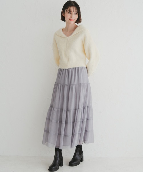 31 Sons de mode(トランテアン ソン ドゥ モード)の「2025秋冬新作 チュールラメティアードスカート(スカート・レディース・グレー/ベージュ/ブラック・フリ-)」の15枚目の写真