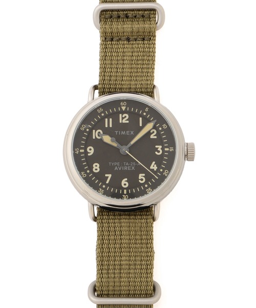 TIMEX（タイメックス）の「《AVIREX × TIMEX》TYPE-25A / タイプ 25A / アヴィレックス / タイメックス（アナログ腕時計・メンズ・ブラック/オリーブ系・F）」の2枚目の写真