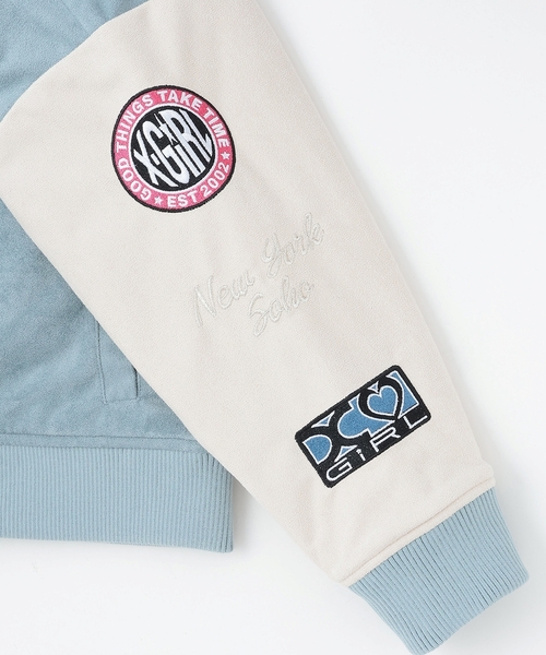 X-girl Stages(エックスガールステージス)の「袖ワッペン配色中わたブルゾン(ブルゾン・キッズ・ライトブルー/ブラック・130cm/100cm/110cm/120cm/140cm)」の8枚目の写真