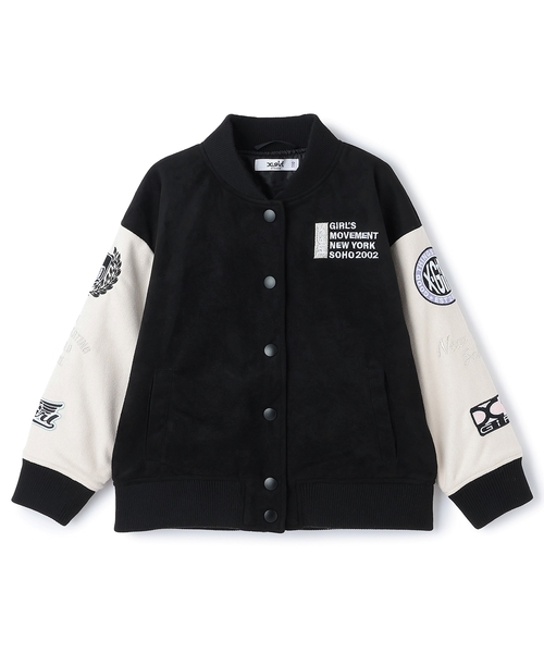 X-girl Stages(エックスガールステージス)の「袖ワッペン配色中わたブルゾン(ブルゾン・キッズ・ライトブルー/ブラック・130cm/100cm/110cm/120cm/140cm)」の6枚目の写真