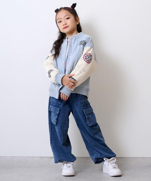 X-girl Stages(エックスガールステージス)の「袖ワッペン配色中わたブルゾン(ブルゾン・キッズ・ライトブルー/ブラック・130cm/100cm/110cm/120cm/140cm)」の18枚目の写真