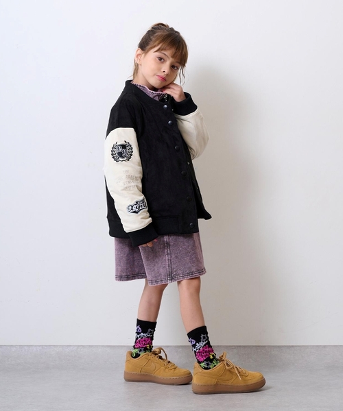 X-girl Stages(エックスガールステージス)の「袖ワッペン配色中わたブルゾン(ブルゾン・キッズ・ライトブルー/ブラック・130cm/100cm/110cm/120cm/140cm)」の10枚目の写真