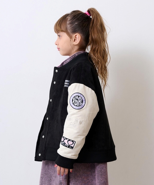 X-girl Stages(エックスガールステージス)の「袖ワッペン配色中わたブルゾン(ブルゾン・キッズ・ライトブルー/ブラック・130cm/100cm/110cm/120cm/140cm)」の7枚目の写真
