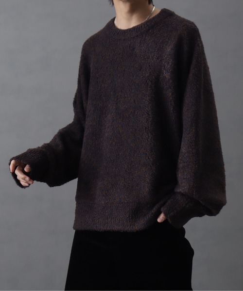 welise/ウェライズ】fluffy shaggy fur oversized dolman knit