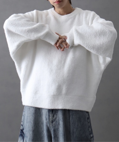 welise/ウェライズ】fluffy shaggy fur oversized dolman knit