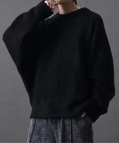 welise/ウェライズ】fluffy shaggy fur oversized dolman knit