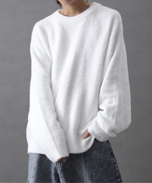 welise（ウェライズ）の「【welise/ウェライズ】fluffy shaggy fur oversized dolman knit/フラッフィーシャギーファー オーバードルマンニット（ニット/セーター・メンズ・ネイビー/ブラック/ホワイト/ブラック系その他/ブラウン系その他・S/M/L）」の11枚目の写真