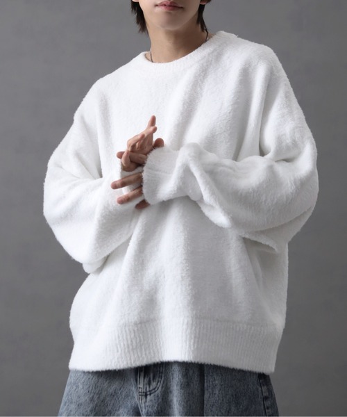 welise/ウェライズ】fluffy shaggy fur oversized dolman knit