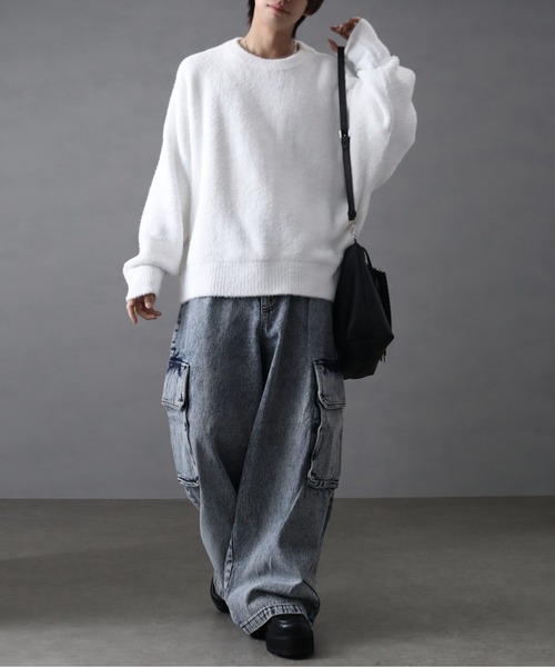 welise（ウェライズ）の「【welise/ウェライズ】fluffy shaggy fur oversized dolman knit/フラッフィーシャギーファー オーバードルマンニット（ニット/セーター・メンズ・ネイビー/ブラック/ホワイト/ブラック系その他/ブラウン系その他・S/M/L）」の16枚目の写真