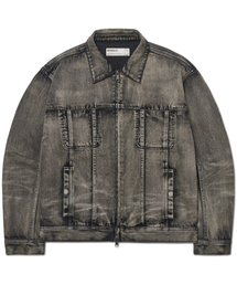 WASHED DENIM TRUCKER JACKET - WASHED BLACK