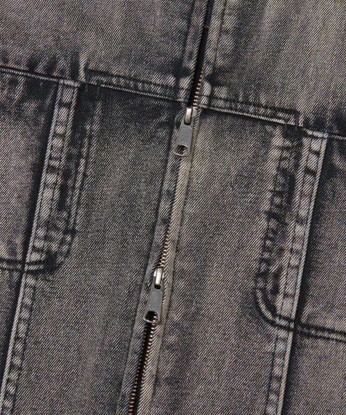 NOMANUAL(NOMANUAL)の「WASHED DENIM TRUCKER JACKET - WASHED BLACK(デニムジャケット・レディース・その他・SMALL/MEDIUM/LARGE)」の6枚目の写真