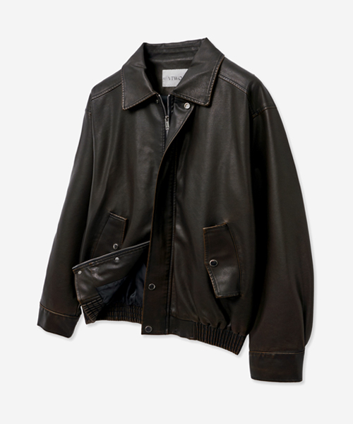 セール】465-3 ヴィンテージコーティングレザージャケット_ブラック