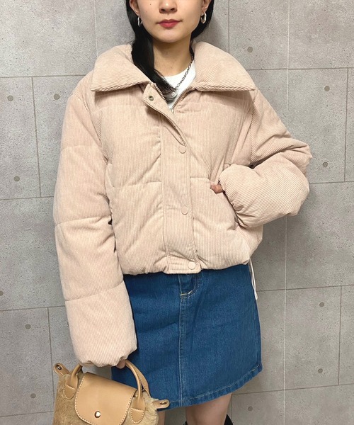 セール】クロップド丈裾ドロストコーデュロイダウンジャケット（ダウン