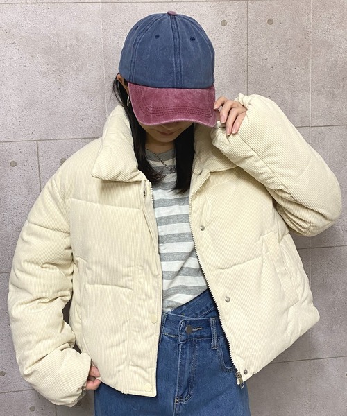  JEANS コーデュロイ ダウンジャケット S ベージュ セール】クロップド丈裾ドロストコーデュロイダウンジャケット（ダウン