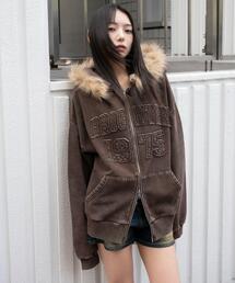 WEGO | WEGO/【25年秋冬新作】裏起毛ファーフードBIGZIPパーカー(パーカー)