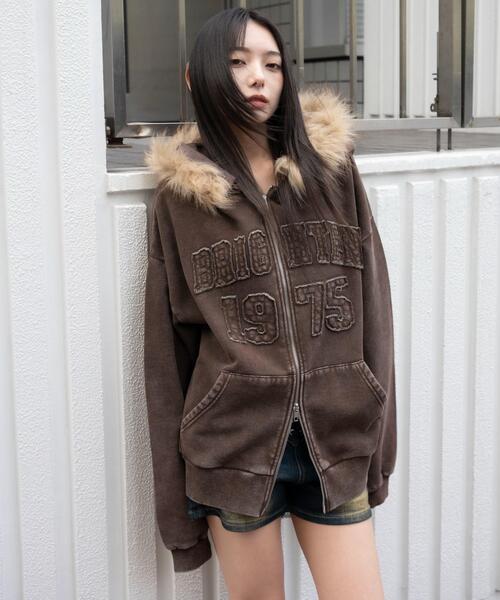 WEGO/【25年秋冬新作】裏起毛ファーフードBIGZIPパーカー（パーカー