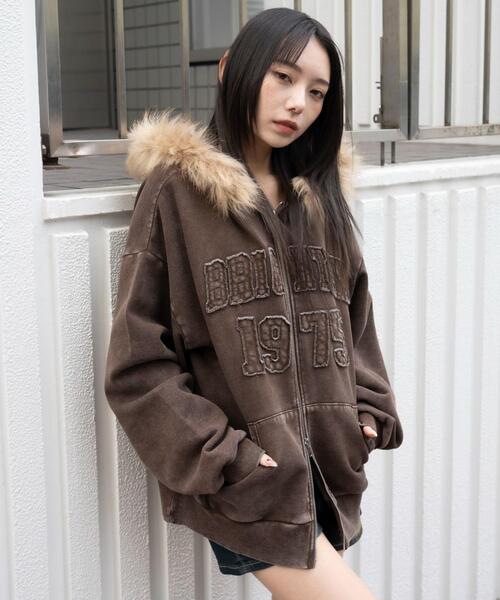 WEGO/【25年秋冬新作】裏起毛ファーフードBIGZIPパーカー（パーカー