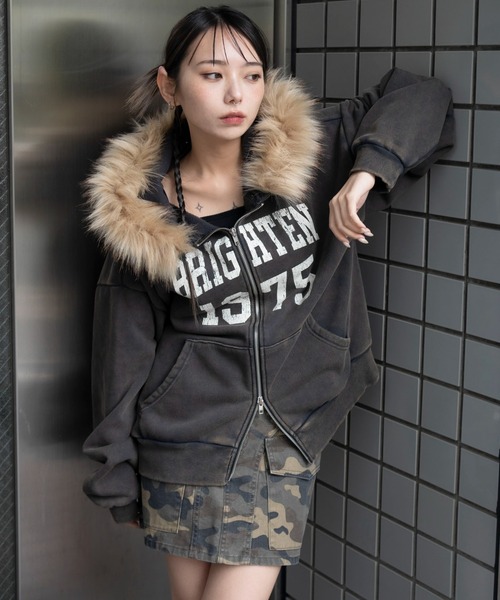 WEGO（ウィゴー）の「WEGO/【25年秋冬新作】裏起毛ファーフードBIGZIP