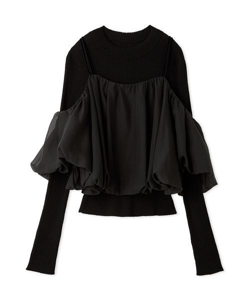 SNIDEL（スナイデル）の「オフショルレイヤードニットプルオーバー（ニット/セーター・レディース・ブラック/ホワイト/グリーン・F）」の17枚目の写真