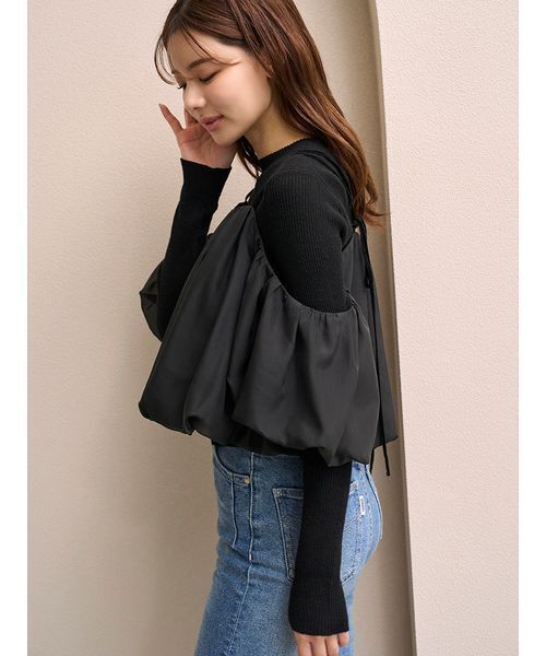 SNIDEL（スナイデル）の「オフショルレイヤードニットプルオーバー（ニット/セーター・レディース・ブラック/ホワイト/グリーン・F）」の22枚目の写真