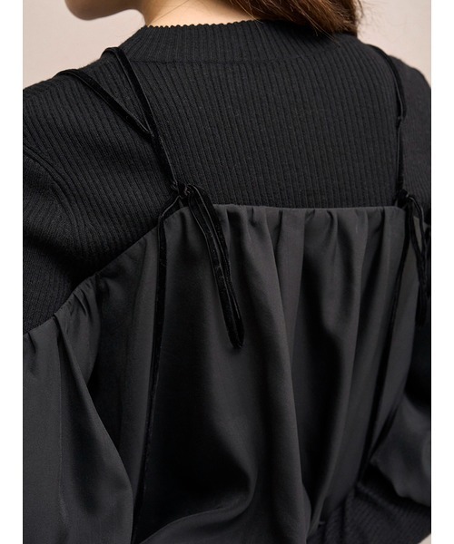 SNIDEL（スナイデル）の「オフショルレイヤードニットプルオーバー（ニット/セーター・レディース・ブラック/ホワイト/グリーン・F）」の10枚目の写真