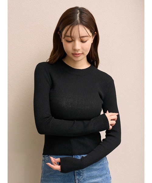 SNIDEL（スナイデル）の「オフショルレイヤードニットプルオーバー（ニット/セーター・レディース・ブラック/ホワイト/グリーン・F）」の14枚目の写真