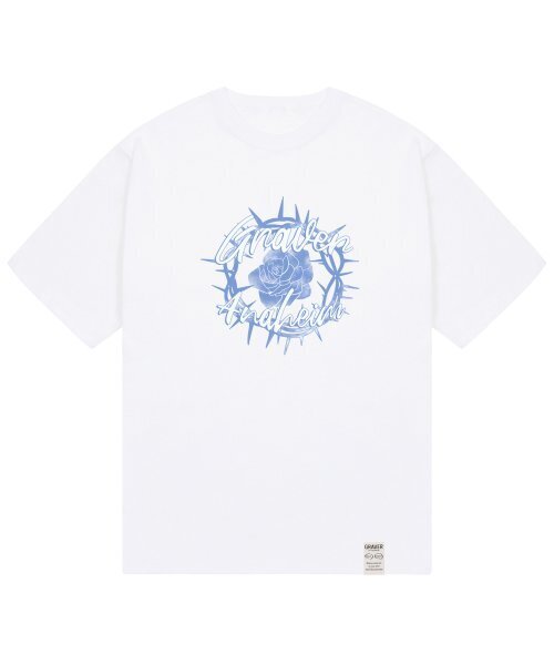 GRAVER（グレーバー）の「[ユニセックス]ロマンティックローズ半袖Tシャツ_ホワイト（Tシャツ/カットソー・レディース・ホワイト・LARGE/MEDIUM/SMALL/X-LARGE）」の2枚目の写真