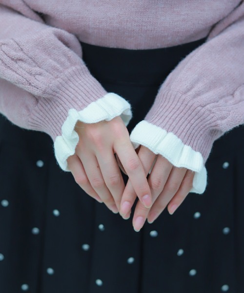 axes femme POETIQUE(アクシーズファムポエティック)の「PQ刺繍バイカラーポロニット(ニット/セーター・レディース・ブラック/ピンク/ネイビー・MEDIUM)」の8枚目の写真
