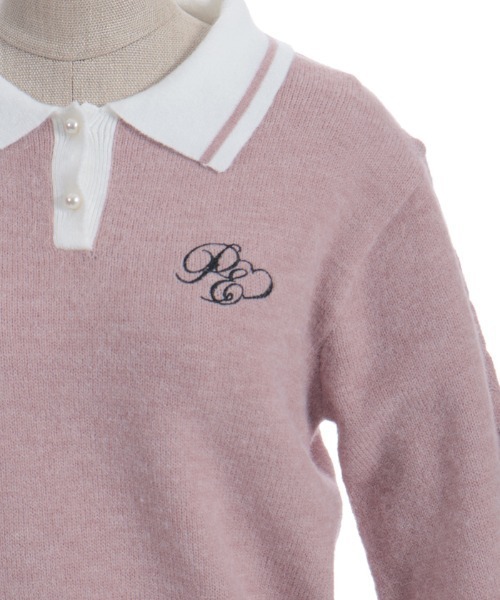 axes femme POETIQUE(アクシーズファムポエティック)の「PQ刺繍バイカラーポロニット(ニット/セーター・レディース・ブラック/ピンク/ネイビー・MEDIUM)」の20枚目の写真