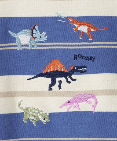 kladskap(クレードスコープ)の「恐竜ボーダートレーナー(スウェット・キッズ・グリーン/ブルー・90cm/100cm/110cm/120cm/130cm)」の6枚目の写真