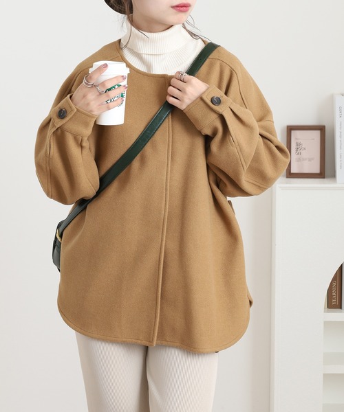 A.N.L(エーエヌエル レーベル)の「A.N.L フェイクウールブルゾン(ブルゾン・レディース・グレー/キャメル・38)」の1枚目の写真