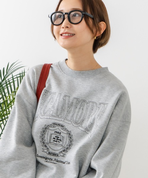 fort point(フォーポイント)の「【C-FORT POINT/フォートポイント】カレッジロゴ ステッチ刺繍トレーナー(スウェット・レディース・杢グレー/チャコールグレー/ライトグレー・FREE)」の2枚目の写真