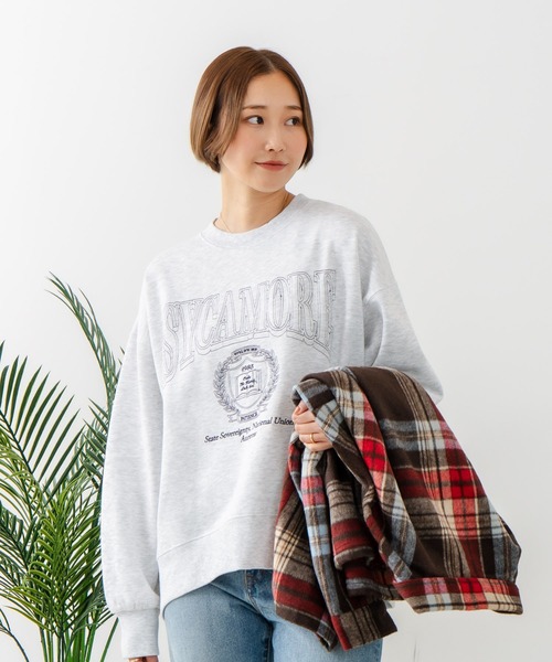 fort point(フォーポイント)の「【C-FORT POINT/フォートポイント】カレッジロゴ ステッチ刺繍トレーナー(スウェット・レディース・杢グレー/チャコールグレー/ライトグレー・FREE)」の21枚目の写真