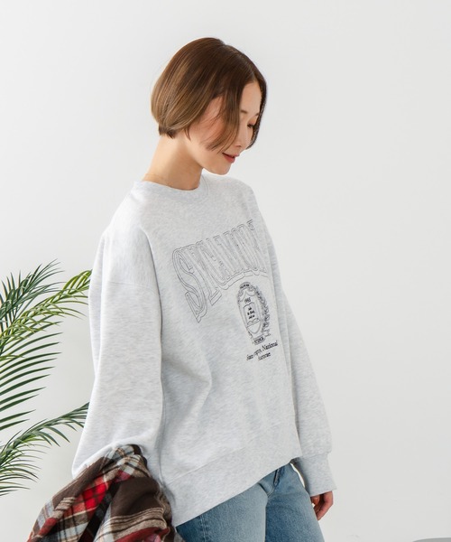 fort point(フォーポイント)の「【C-FORT POINT/フォートポイント】カレッジロゴ ステッチ刺繍トレーナー(スウェット・レディース・杢グレー/チャコールグレー/ライトグレー・FREE)」の15枚目の写真